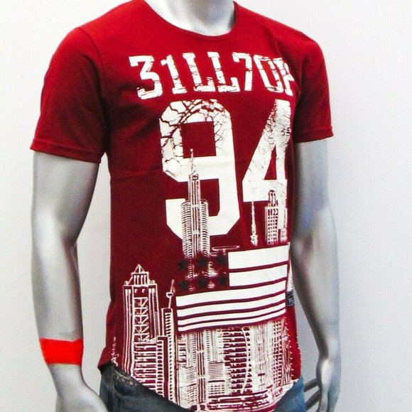 USA 94 HIP HOP EXTENDED CASUAL MEN RED T-SHIRT - Picture 2 of 3